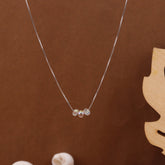 Silver Three Round Shape Crystal Pendant With Chain